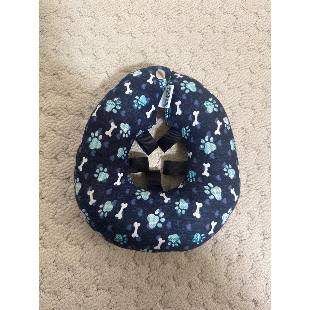 Puppy Bumpers Dog Safety Collar Navy Blue Bone Paw Print Fence Escape Prevention